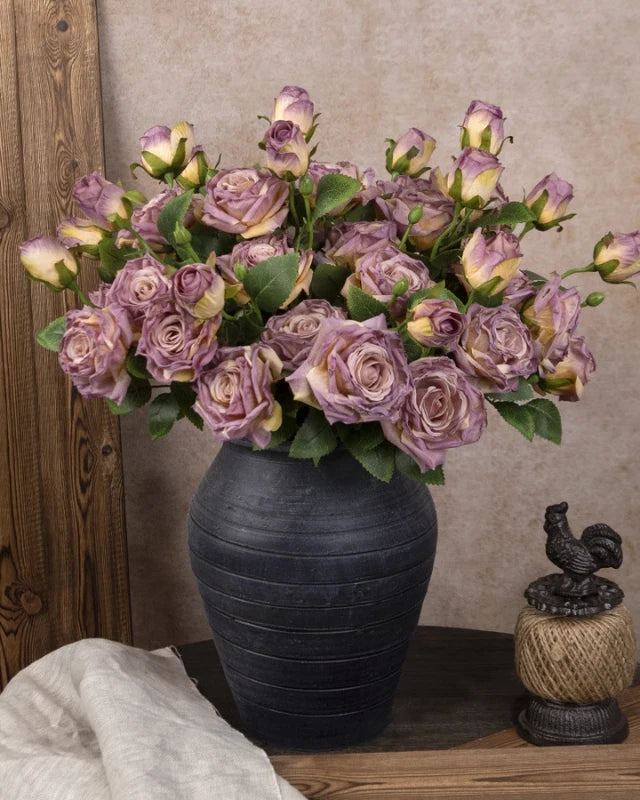 Burnt Edge Vintage Rose Faux Flower - 22"