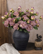 Burnt Edge Vintage Rose Faux Flower - 22"