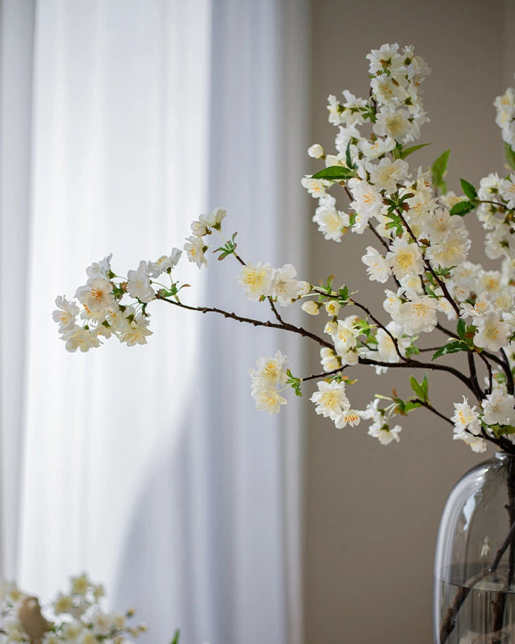 Cherry Blossom Faux Branch in White - 37"