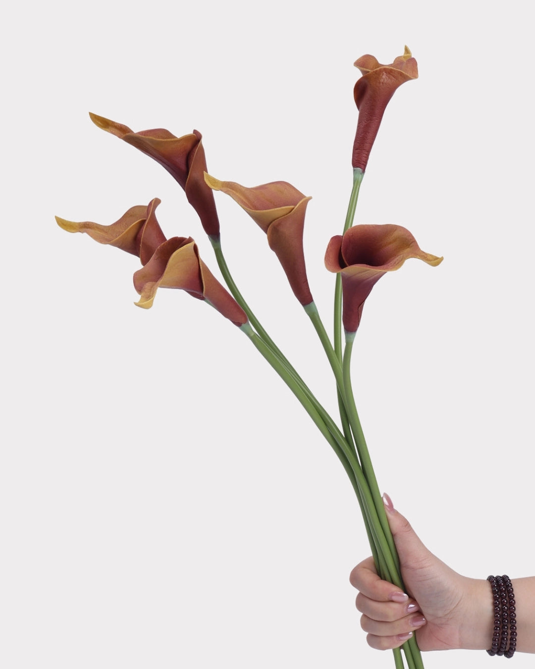 Curled Calla Lily Faux Flower in Light Caramel - 21"