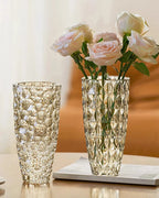 Elegant Diamond Pattern Clear Glass Vase