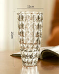 Elegant Diamond Pattern Clear Glass Vase