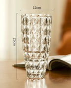 Elegant Diamond Pattern Clear Glass Vase
