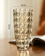 Elegant Diamond Pattern Clear Glass Vase