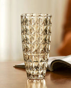 Elegant Diamond Pattern Clear Glass Vase