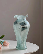 Elegant Fairy Blue Glass Vase 12"