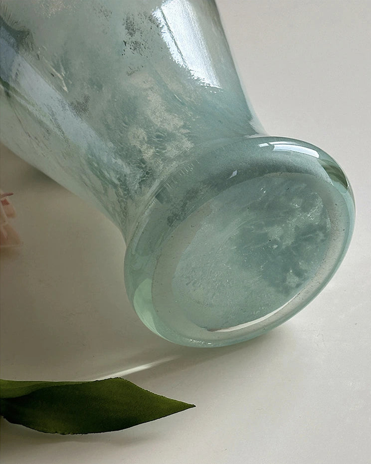 Elegant Fairy Blue Glass Vase 12"