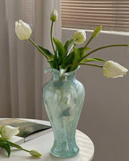 Elegant Fairy Blue Glass Vase 12"