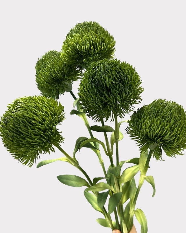 Green Dianthus Faux Flower in Dark Green - 20"