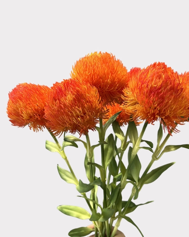 Green Dianthus Faux Flower in Orange - 20"