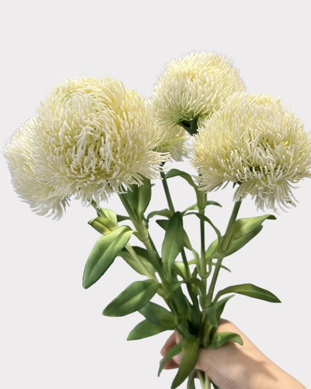 Green Dianthus Faux Flower in White - 20"