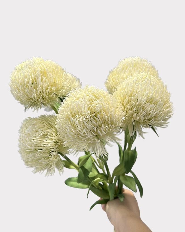 Green Dianthus Faux Flower in White - 20"