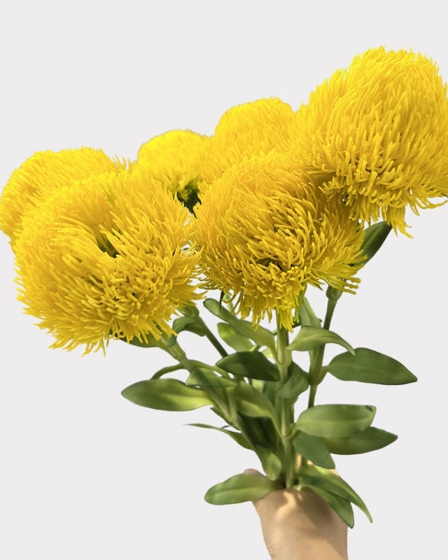 Green Dianthus Faux Flower in Yellow - 20"