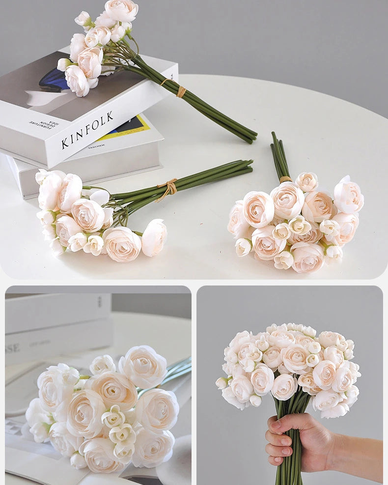 Hand-Tied Faux Flower Bouquet in Cream