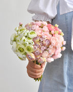 Hand-Tied Faux Flower Bouquet in White & Green