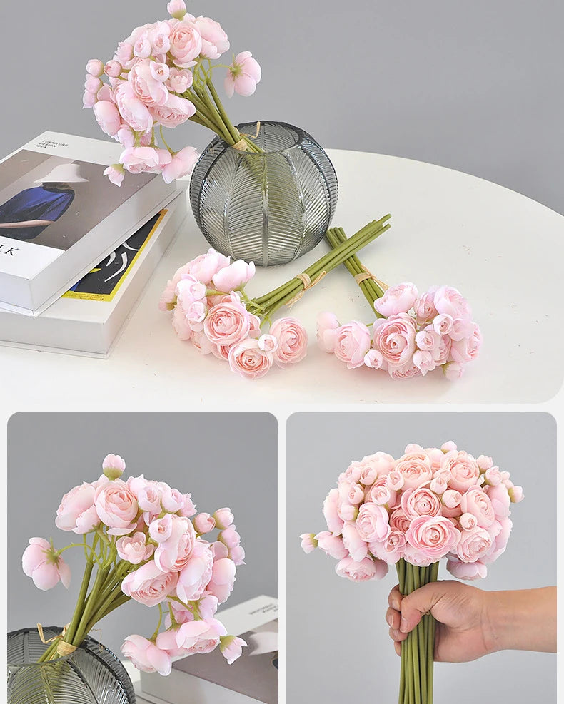 Hand-Tied Faux Flower Bouquet in Light Pink