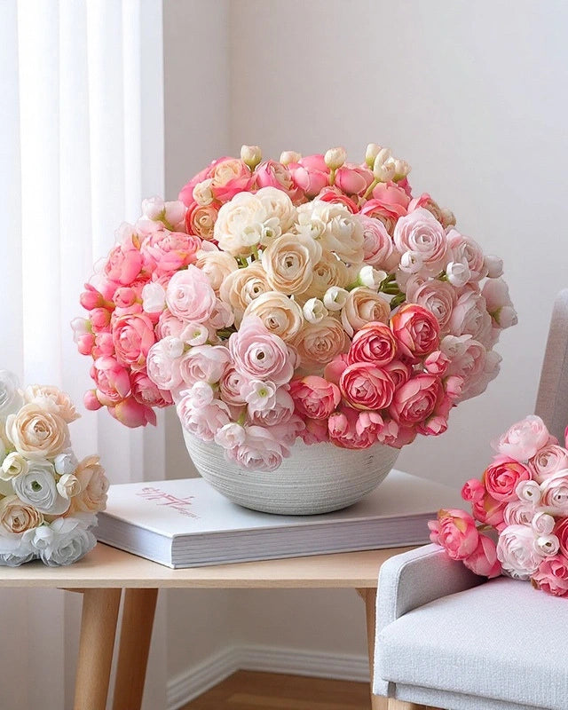 Hand-Tied Faux Flower Bouquet in Pink