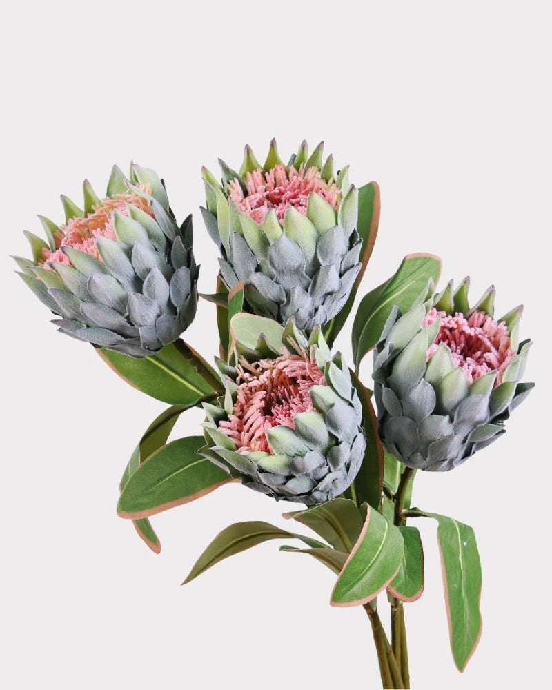 King Protea Faux Flower in Green - 19"