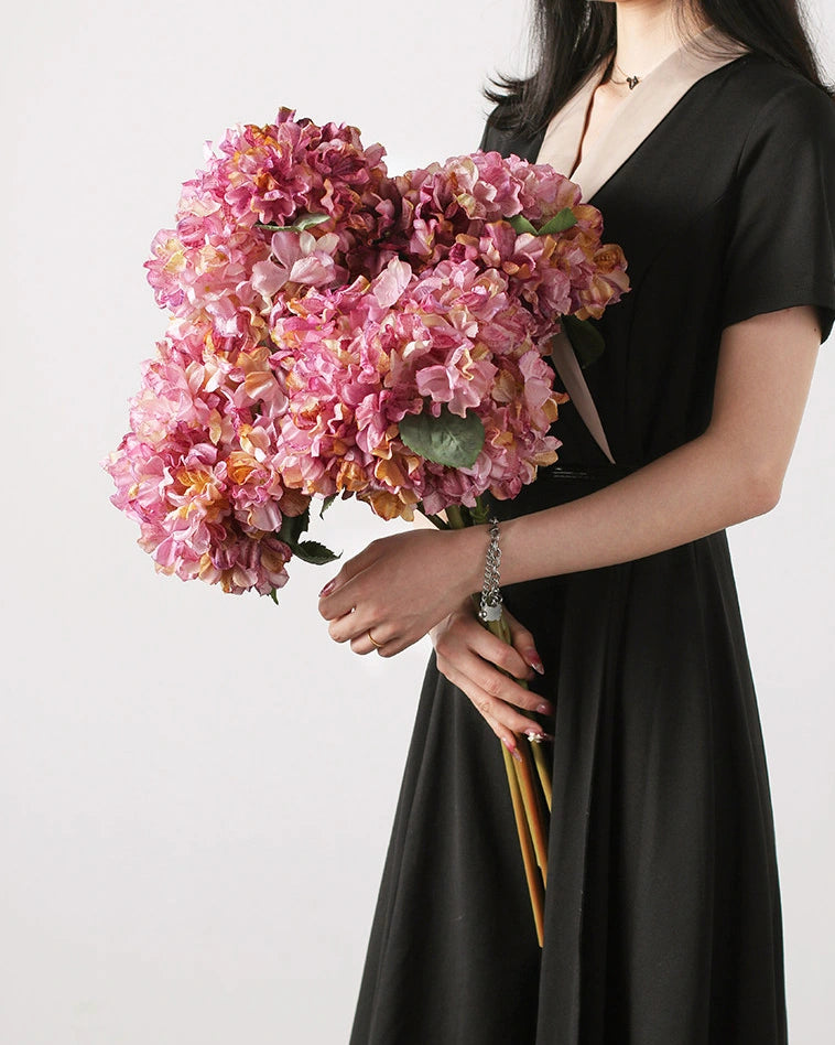 Large Artificial French Hydrangea Stem 25"