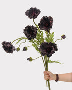 Large Real Touch Poppy Faux Flower in Black - 25"