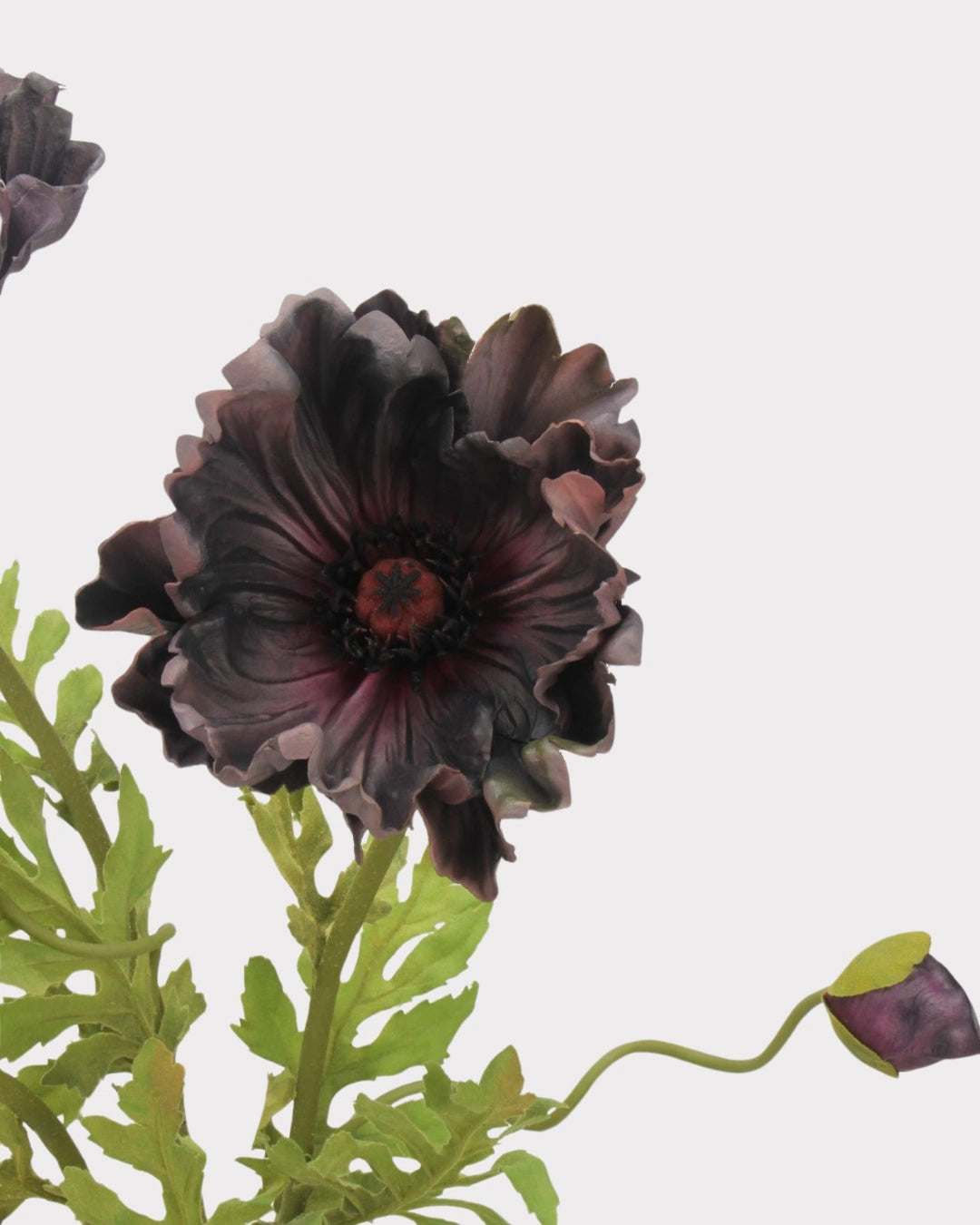 Large Real Touch Poppy Faux Flower in Black - 25"