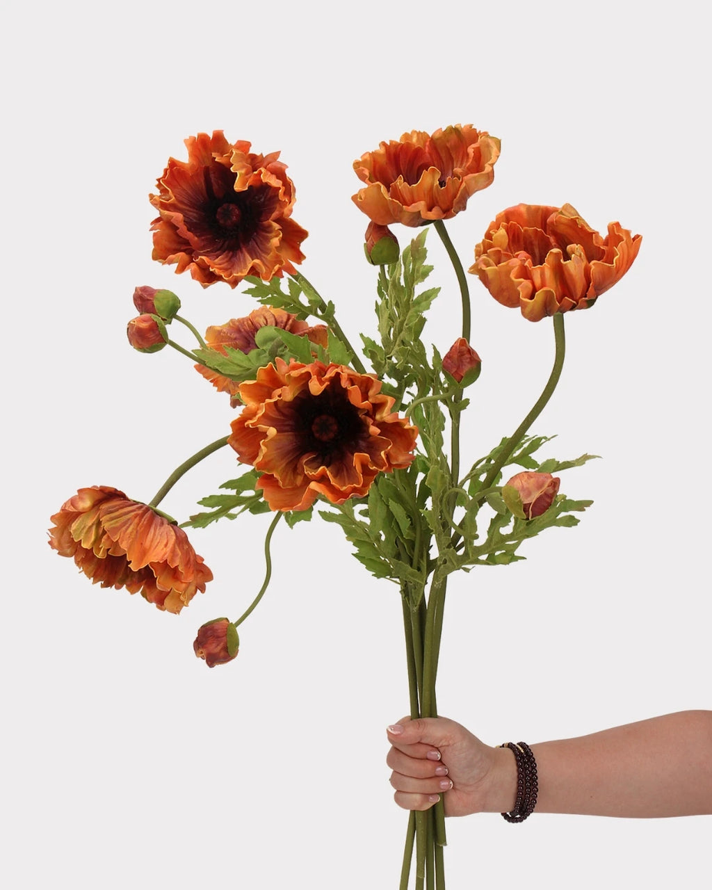 Large Real Touch Poppy Faux Flower in Orange - 25"