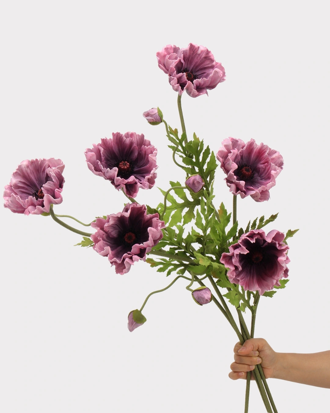 Large Real Touch Poppy Faux Flower in Purple - 25"