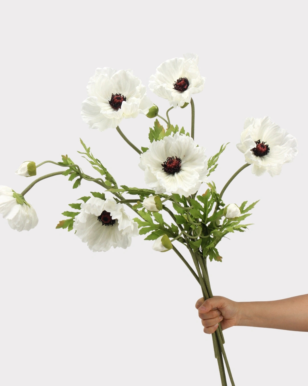 Large Real Touch Poppy Faux Flower in White - 25"