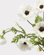 Large Real Touch Poppy Faux Flower in White - 25"