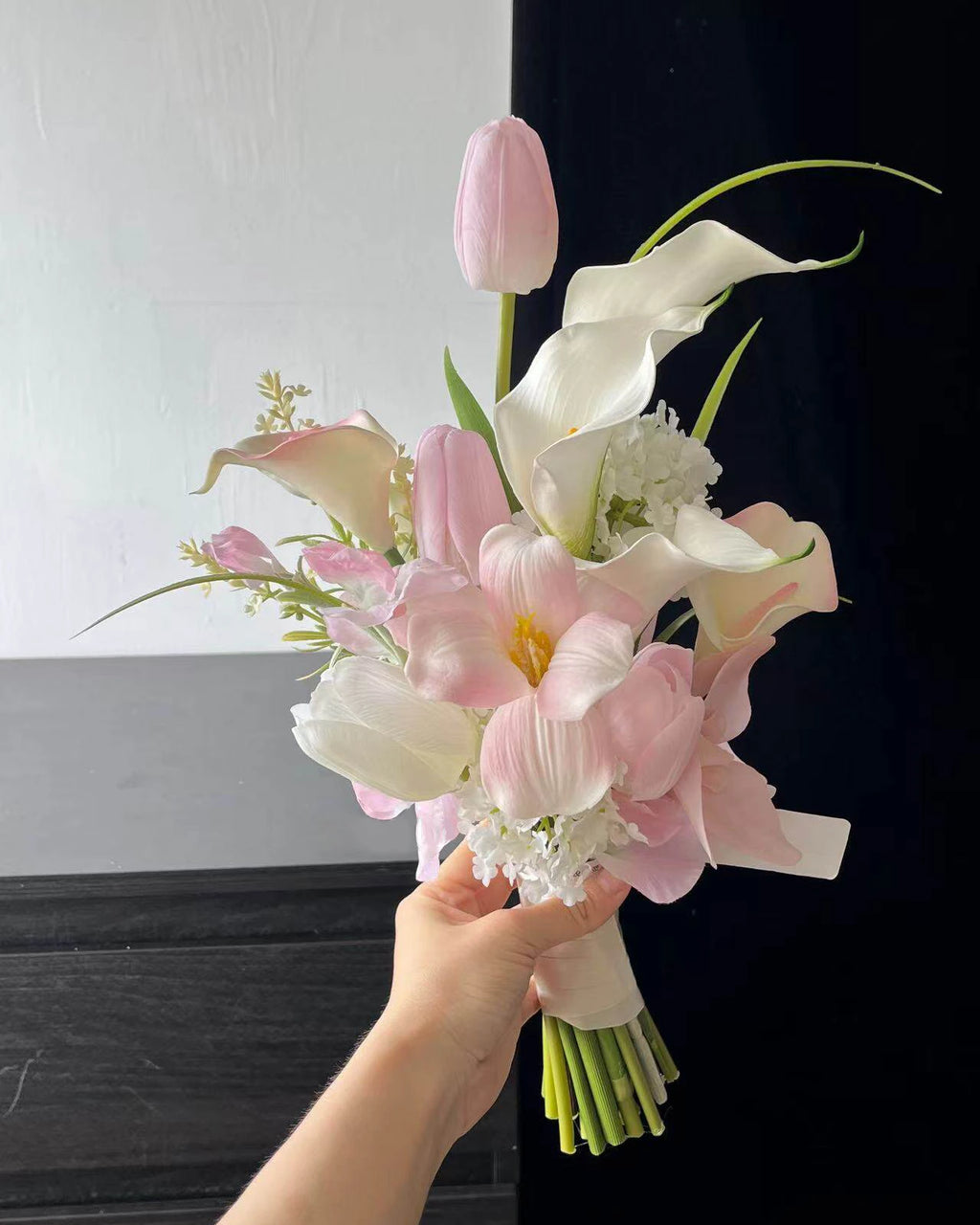 Light Pink Tulip & Calla Lily Bridal Bouquet