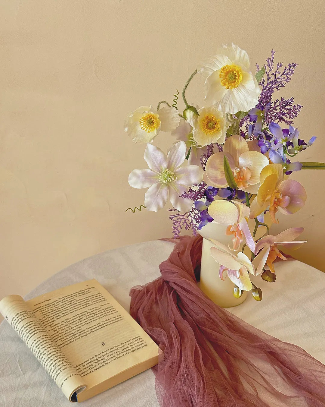 Oil Painting Color Artificial Flower Arrangement 8"