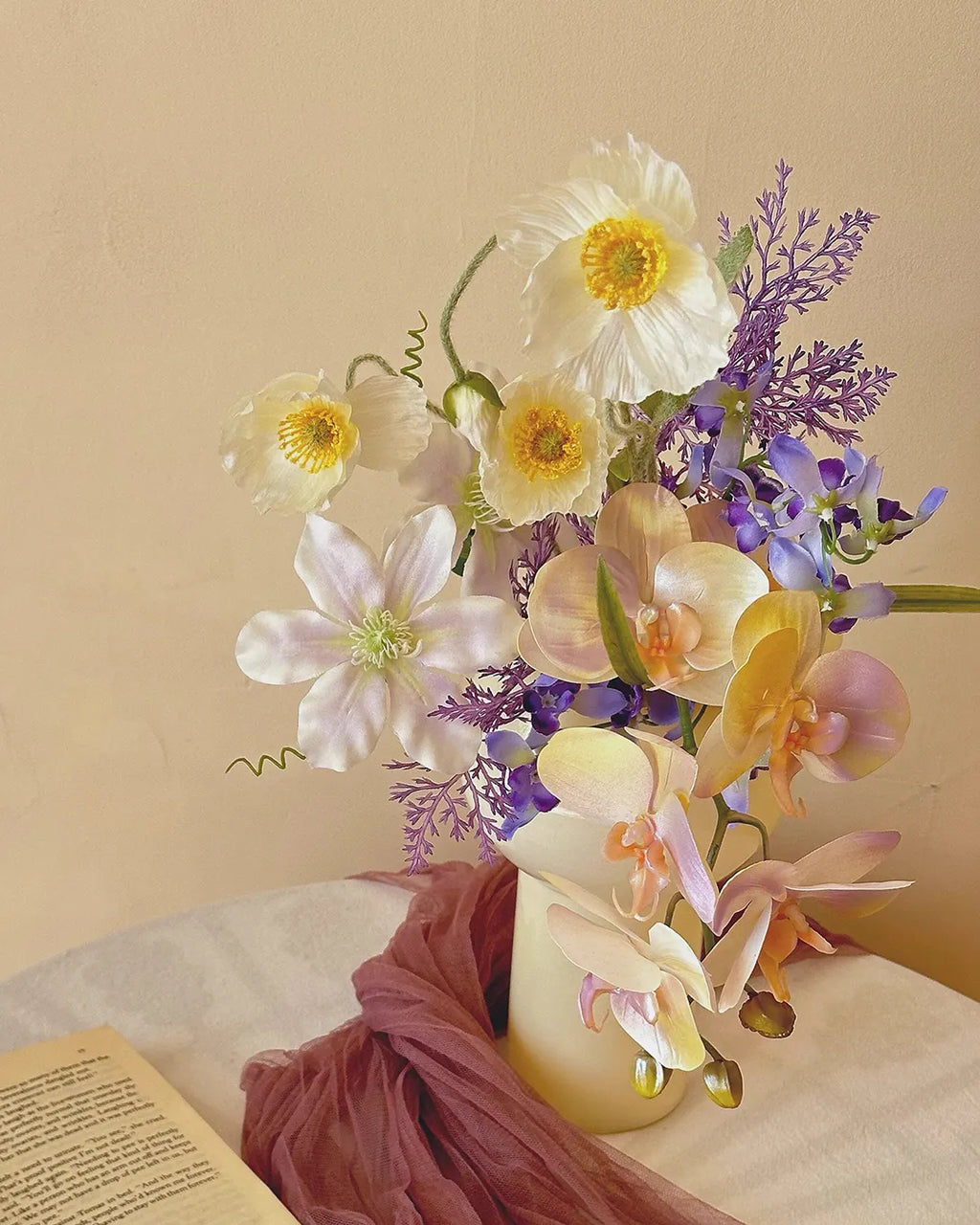 Oil Painting Color Artificial Flower Arrangement 8"