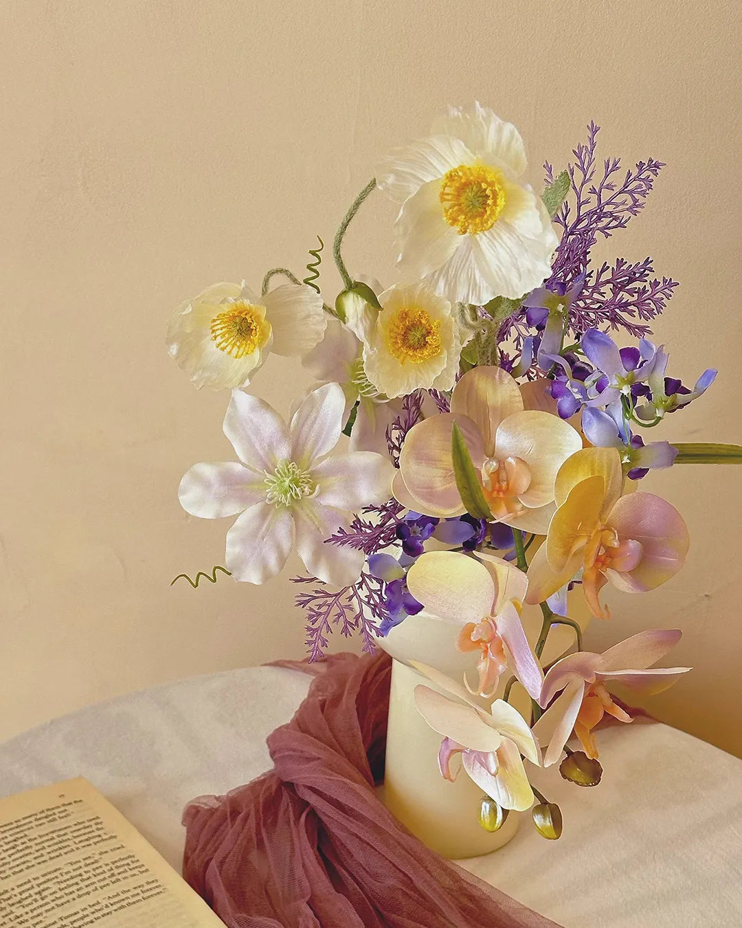Oil Painting Color Artificial Flower Arrangement 8"