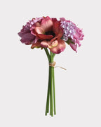 Peony Anemone Faux Flower Bouquet in Red - 11"