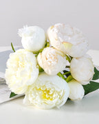 Peony Faux Flower Bouquet in Cream - 11"