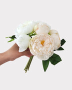 Peony Faux Flower Bouquet in Cream - 11"