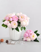Peony Faux Flower Bouquet in Pink & Purple - 11"