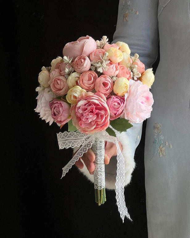 Pink Lotus Mixed Bridal Bouquet