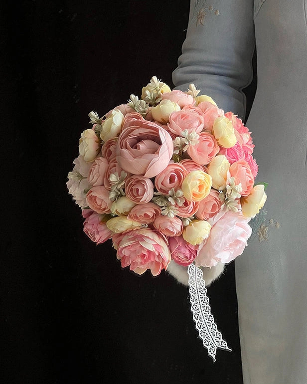 Pink Lotus Mixed Bridal Bouquet