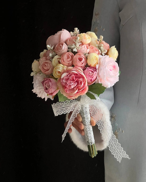 Pink Lotus Mixed Bridal Bouquet
