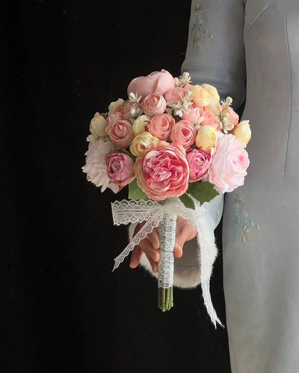 Pink Lotus Mixed Bridal Bouquet
