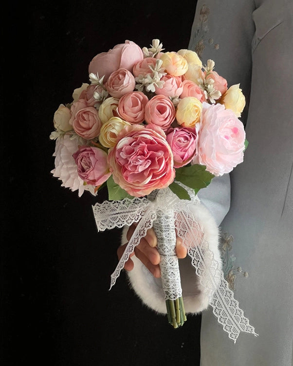 Pink Lotus Mixed Bridal Bouquet