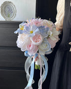 Pink & Blue Round Bridal Bouquet