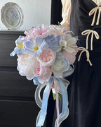 Pink & Blue Round Bridal Bouquet
