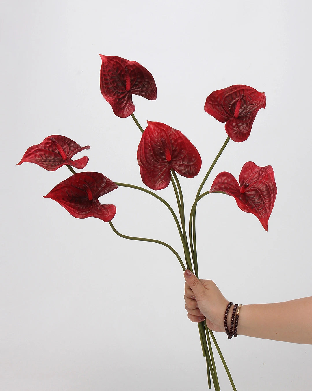 Real Touch Artificial Heart-Shaped Anthurium Stem 23"