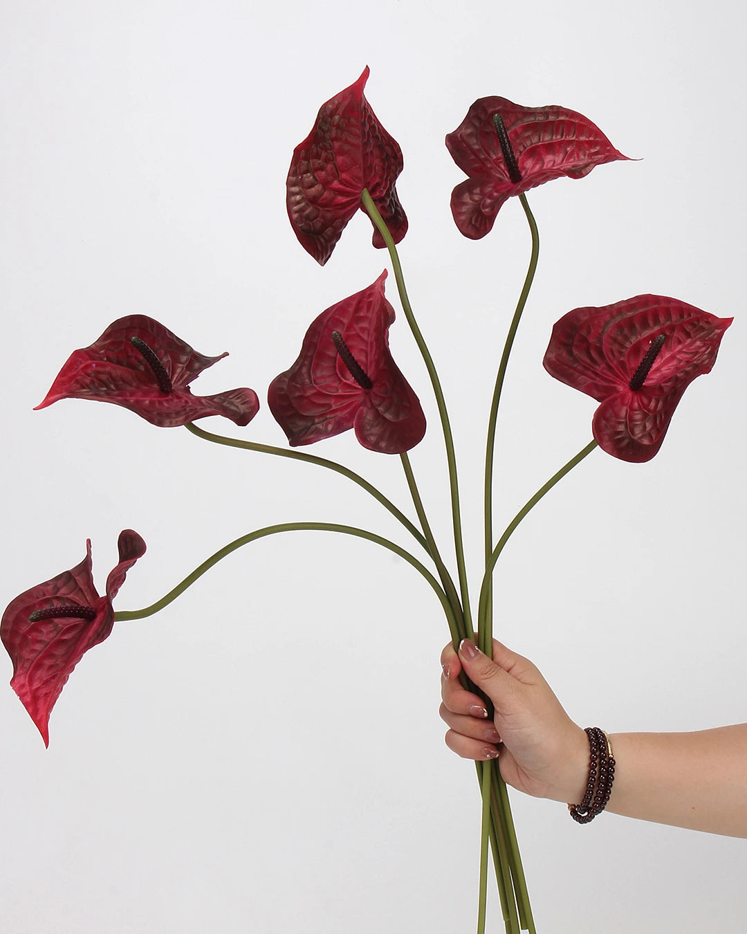 Real Touch Artificial Heart-Shaped Anthurium Stem 23"