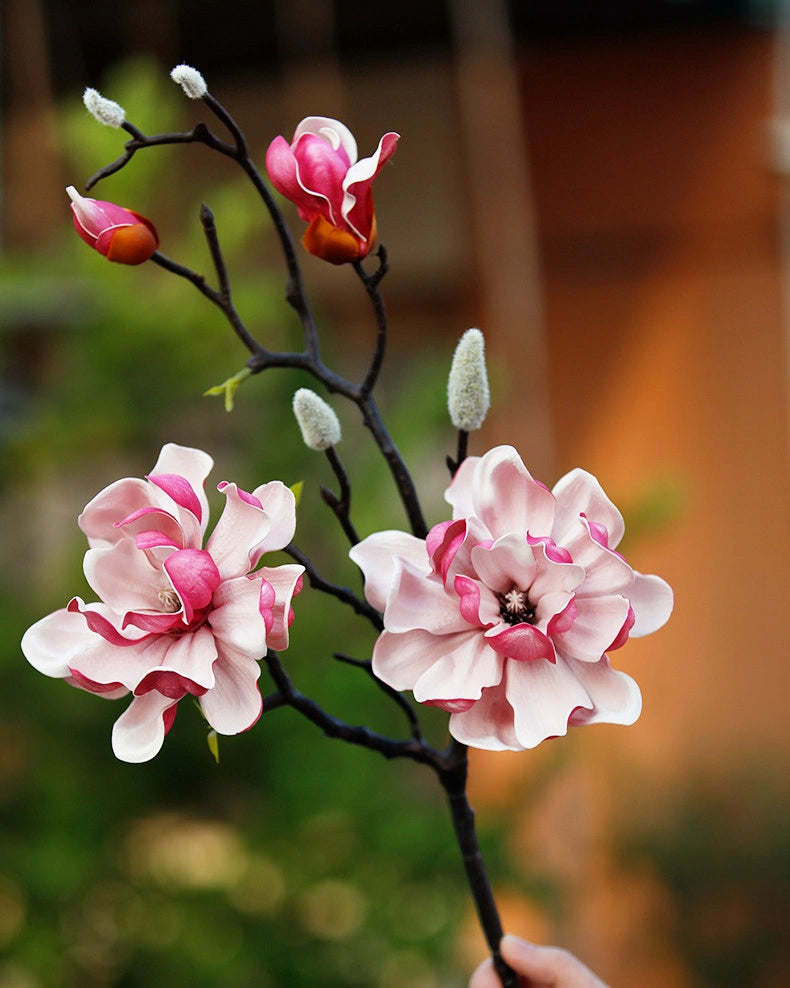 Real Touch Magnolia Faux Branch in Pink - 28"