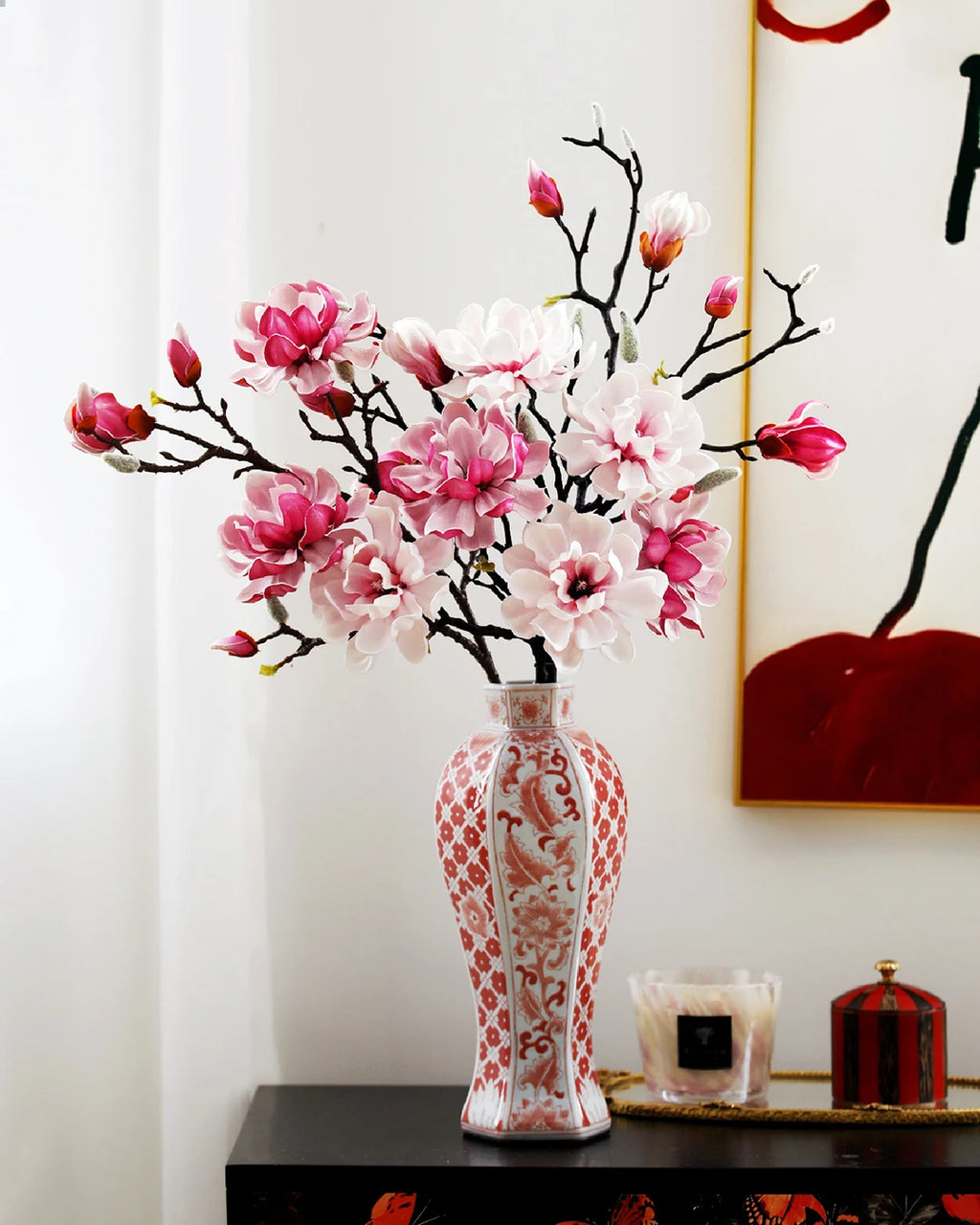 Real Touch Magnolia Faux Branch in Pink - 28"