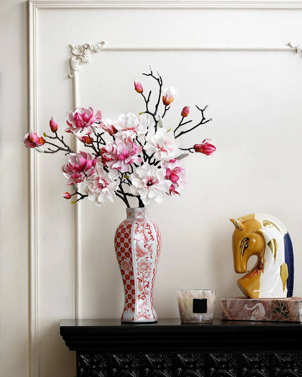 Real Touch Magnolia Faux Branch in Pink - 28"