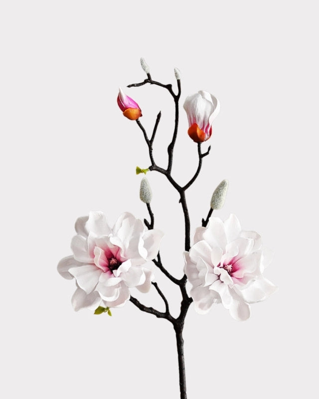 Real Touch Magnolia Faux Branch in White - 28"